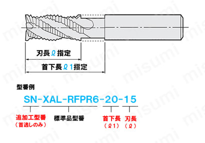 XAL-LS-HRFPR8 | XALシリーズ超硬ラフィングエンドミル 45°ネジレ