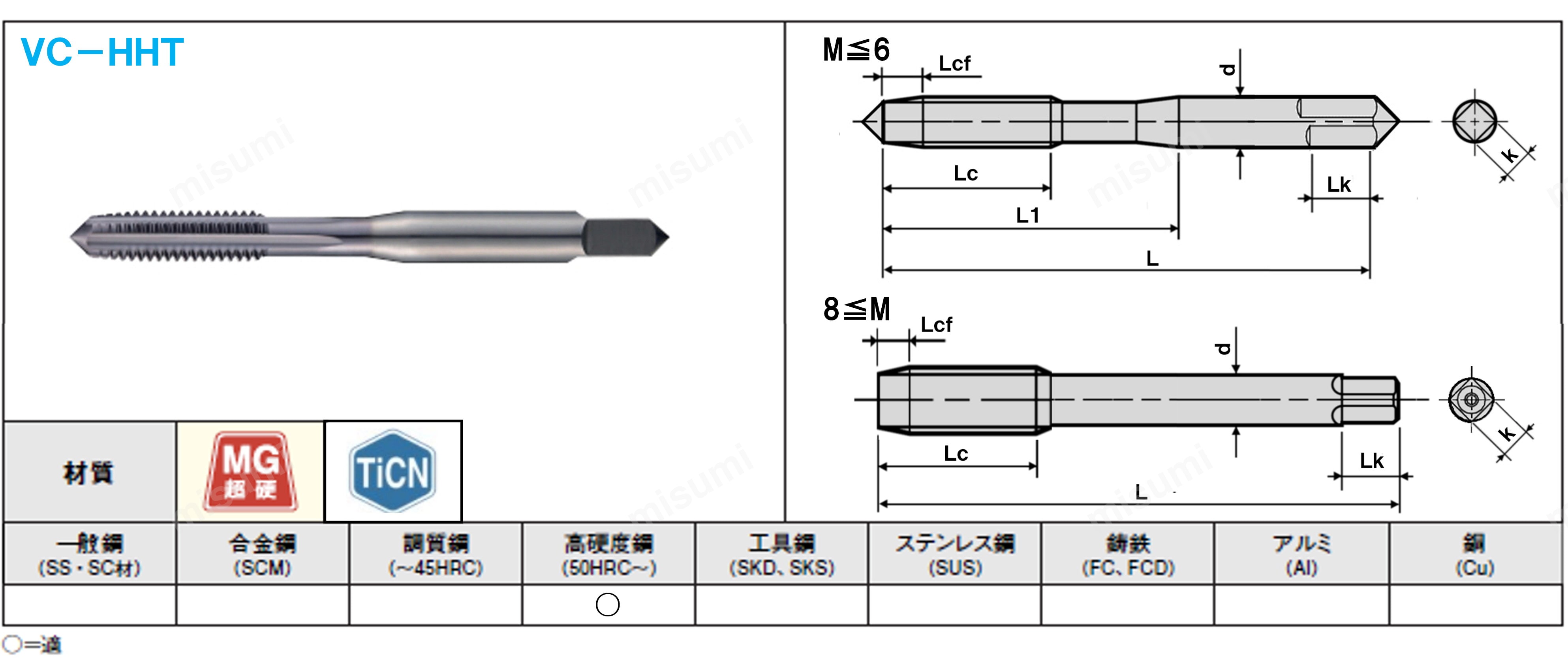 TiCNコート超硬高硬度鋼用ハンドタップ | ミスミ | MISUMI(ミスミ) TiCNコート超硬高硬度鋼用ハンドタップ | ミスミ | MISUMI(ミスミ)