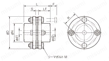 サーボフレックス （金属板ばねカップリング）SFSモデル SFS(S)外形図
