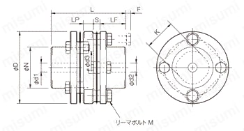 サーボフレックス （金属板ばねカップリング）SFSモデル SFS(W)外形図
