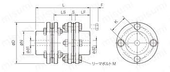 サーボフレックス （金属板ばねカップリング）SFSモデル SFS(G)外形図