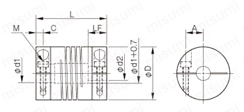 ヘリカル （金属スリットカップリング）ARM・ACRMモデル ACRMモデル外形図