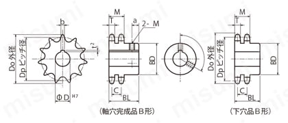 CE400専用スプロケット(軸穴完成品) 外形図