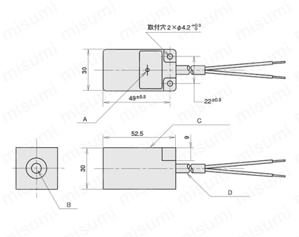 角型直流2線式近接センサ　FL2R-12□6H□ 外形図