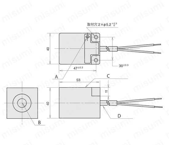 角型直流2線式近接センサ　FL2R-20□6H□ 外形図