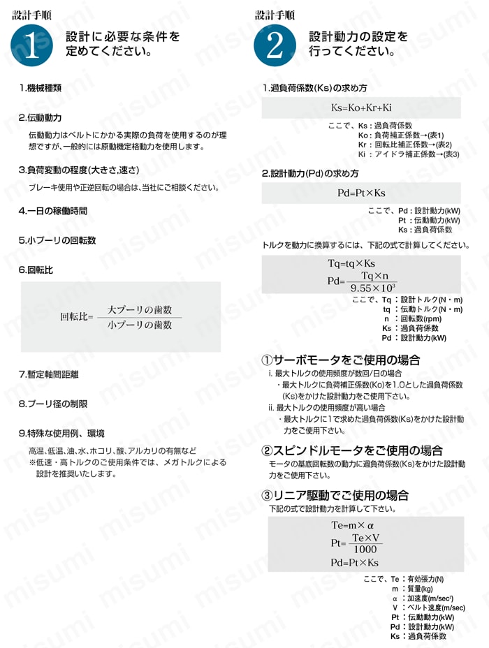 タイミングベルト MXL 選定手順1