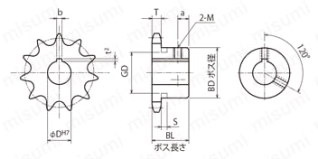 FBK40Bフィニッシュドボアスプロケット 外形図