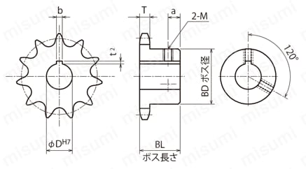 FBN120B フィニッシュドボアスプロケット 外形図