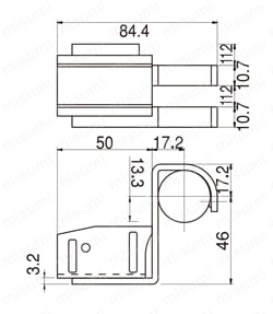 パイプフレーム用シューター用部品 すべりパイプ受金具　外形図-6