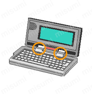 カーリング方向を利用して、開閉に必要な力の加減に、差を持たせる設定が可能。パソコン等、電子機器の開閉部に最適なラインナップ。