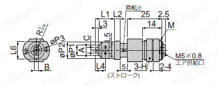 開チャック フローティング付パネルマウントタイプ チャック方向直角 外形図01