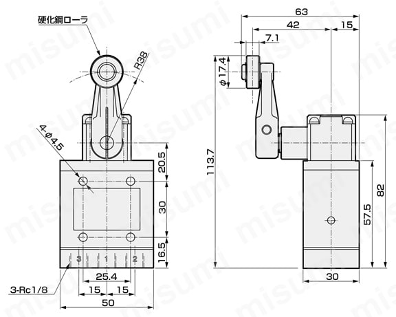 トータルエアシステム 中形メカニカルバルブ MMシリーズ MM-00-RAB外形図