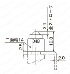 制御機器TACエアバルブラインバルブ操作用アクチュエータ 外形図34B