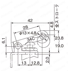 制御機器TACエアバルブラインバルブ操作用アクチュエータ 外形図34C