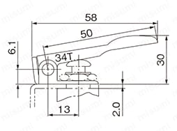 制御機器TACエアバルブラインバルブ操作用アクチュエータ 外形図34T
