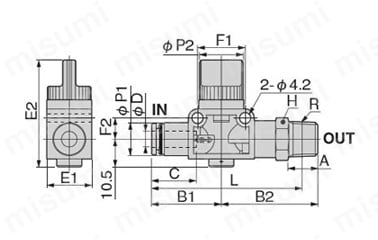 Φ6.8（チューブ径6.8mm）の寸法図