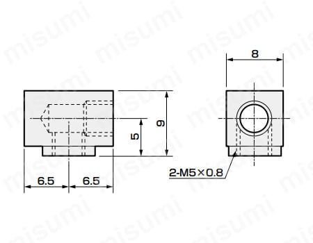 両ネジニップル（エルボ・FSL-M5） 有効断面積8mm2、質量: 5.9g