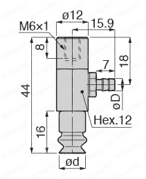 真空パッド ベローズタイプ VPB バーブ継手 外形図1