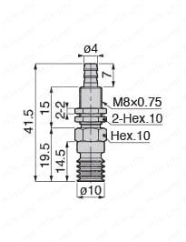 真空パッド 多段ベローズタイプ　VPA　バーブ継手タイプ 外形図1