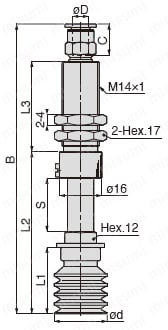 真空パッド 多段ベローズタイプ VPC ワンタッチ継手タイプ VPC20（3）W（5）（6）（9）/VPC30（3）W（5）（6）（9）外形図