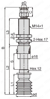 真空パッド 多段ベローズタイプ VPC ワンタッチ継手タイプ VPC40（3）W（5）（6）（9）/VPC50（3）W（5）（6）（9）外形図