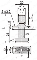 真空パッド 長円タイプ VPAE ワンタッチ継手 VPAE4×10E（5）（6）（9）/VPAE4×20E（5）（6）（9）/VPAE4×30E（5）（6）（9）/VPAE5×10E（5）（6）（9）/VPAE5×20E（5）（6）（9）/VPAE5×30E（5）（6）（9）外形図