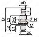真空パッド スタンダードタイプ VPA バーブ継手タイプ VPA6R（5）（6）（9）/VPA8R（5）（6）（9）外形図