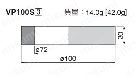 真空 スポンジタイプ パッドゴム 外形図（VP100S）