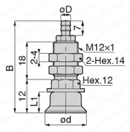 真空パッド　滑り止めタイプ　VPA　バーブ継手タイプ 外形図2