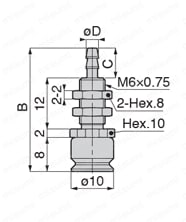 真空パッド　滑り止め小型タイプ　VPMA　バーブ継手タイプ 外形図1