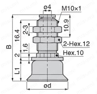 真空パッド 滑り止め小型タイプ VPMA ワンタッチ継手 外形図2