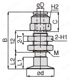 真空パッド 薄物用タイプ VPA ワンタッチ継手 外形図