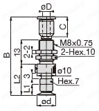 真空パッド 薄物用タイプ VPC ワンタッチ継手タイプ 外形図