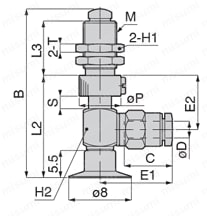 真空パッド 薄物用タイプ VPD ワンタッチ継手タイプ 外形図
