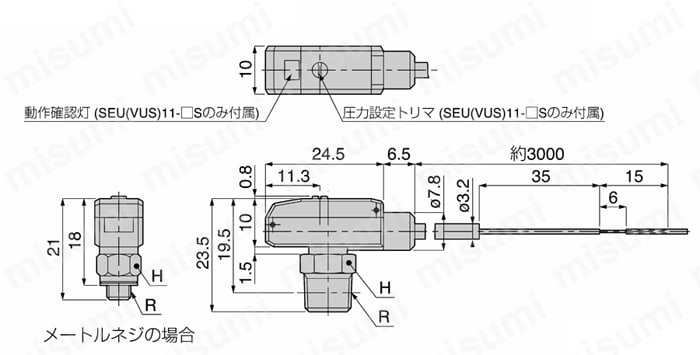 小型圧力センサ 正圧用 オネジタイプ センサヘッド | 日本ピスコ