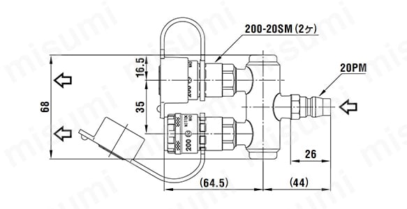 ラインカプラ 200T型 ソケット（2分岐配管用） | 日東工器 | MISUMI(ミスミ)