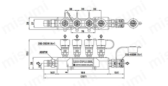 ラインカプラ 200L型 ソケット（5分岐配管用・直列型） | 日東工器 