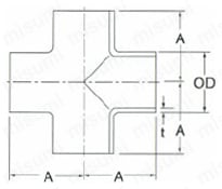 溶接式クロス 外形図