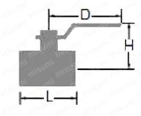 黄銅製FV（SUS304／SUS304+W-NBR）175型バタフライバルブ 外形図