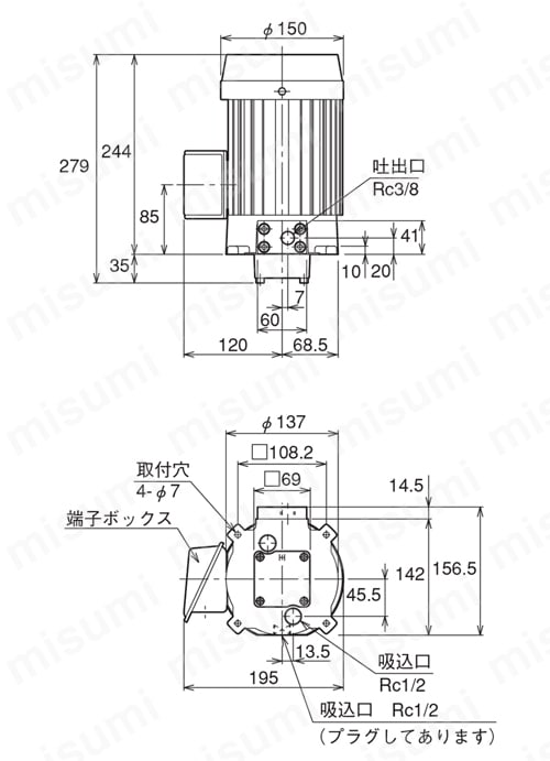モータ付ポンプ 35HP204シリーズ ＴＡＩＹＯ(太陽鉄工) MISUMI(ミスミ)