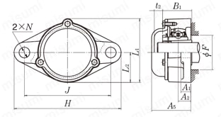 鋳鉄製ひしフランジ形 外形図