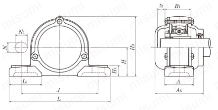 鋳鉄製ピロー形 外形図