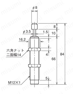 ショックアブソーバ A2M12シリーズ キャップ付外形図