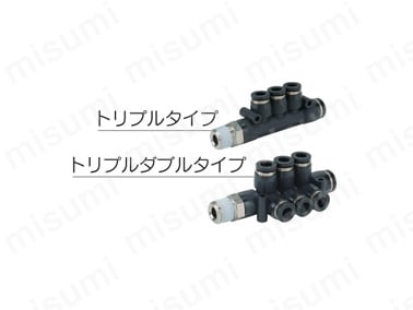 集中配管が可能 トリプルタイプ（PKD、 PKG、PKJ）とトリプルダブルタイプ（PKVD、 PKVG）は、コンパクトに集中配管が可能。
