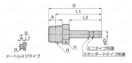 一般配管用 チューブフィッティング ピーティージャック 外形図