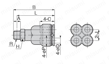 PRX6-01 | 一般配管用 チューブフィッティング ブランチ二重ワイ