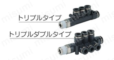 集中配管が可能。 トリプルタイプ(PKD、PKG、PKJ)とトリプルダブルタイプ(PKVD、PKVG)は、コンパクトに集中配管が可能。