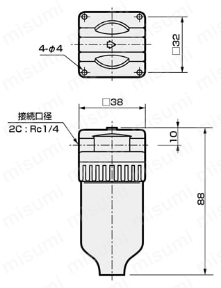 モイスチャインジケータ 6119-2Cシリーズ 外形図