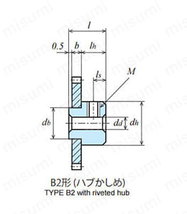 B2形（ハブかしめ）の外形図