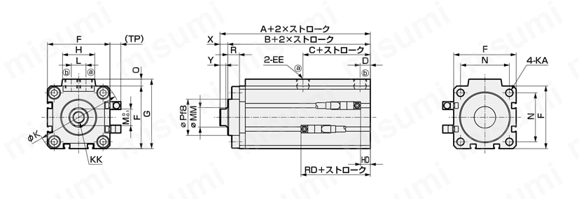 ロータリクランプシリンダRCC2シリーズ 外形図03